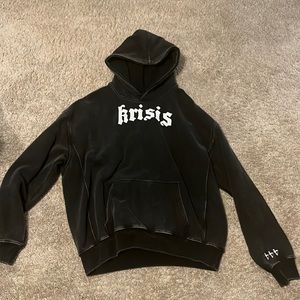 Baggy aged black KRISIS hoodie